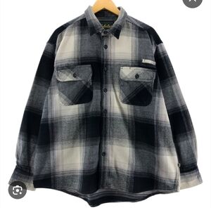 Cabelas Mens Heavyweight Plaid Flannel Button-Up Shirt Shacket Size L